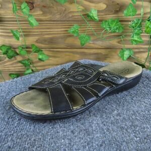 Clarks Women's Bendables Slide Black Leather Sz 8 Medium Used 2025‎